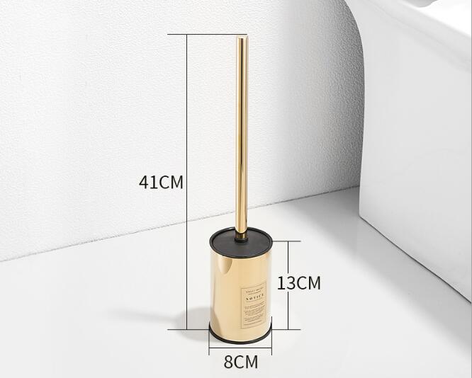 Tuqiu Gold Toilet Brush Holder with Brush 304 Stainless Steel Nickel/Black Bathroom Toilet Scrub Cleaning Brush Holder Set