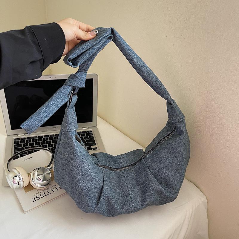 

Bag Women s Large Capacity 2025 Summer New Niche Design Croissant One Shoulder Crossbody Bag Premium Dumpling Bag 48*14*19 темно-синий