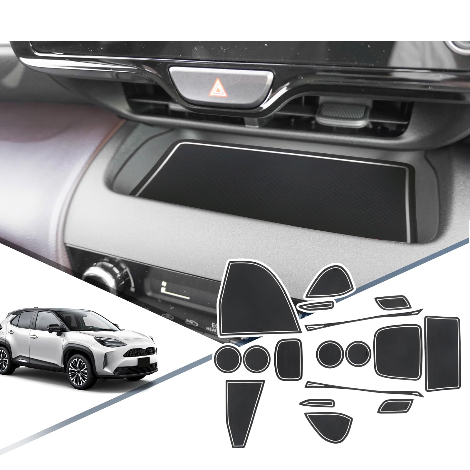 

RUIYA Коврики в карманы дверей для Toyota Yaris Cross Интерьер Резиновый ящик для хранения Интерьер автомобиля Снижение шума MXPB/MXPJ1, Коврики, Противоскользящие коврики, белый