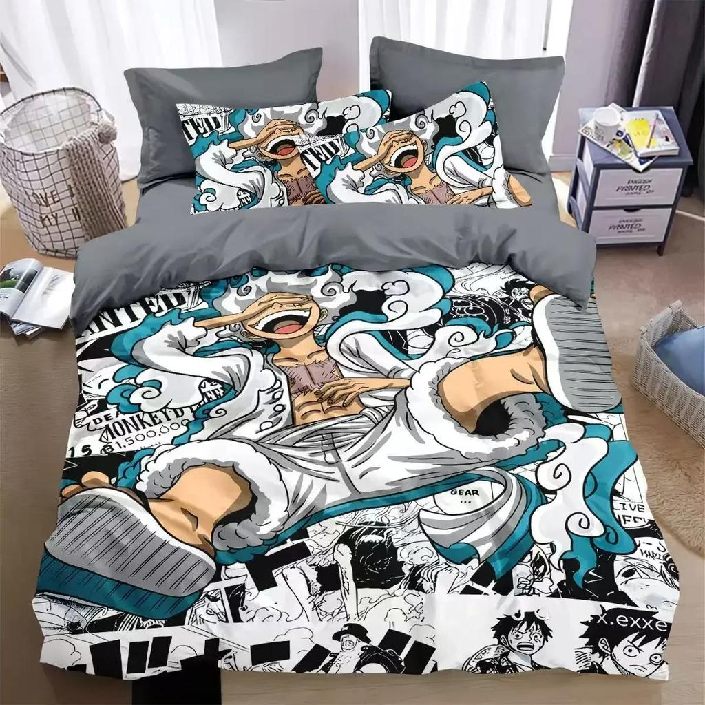 Hot One Piece Duvet Cover Pillowcase Bedding Set Anime for Adult Boy Girl Bedroom Decoration Single Double Large Size Bedding