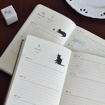 Multi Functional Kitten Illustration B5 Notebook Hard Shell To Do List 2026 Schedule Book Memo Pad School Office