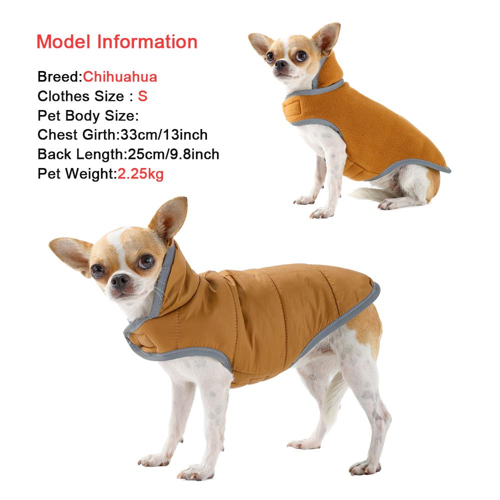Pet Dog Coat Winter Reflective Clothes For Small Medium Dogs Cat Reversible Puppy Vest Jacket With Leash Hole Yorkie Pug Costume