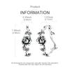 Original 925 Sterling Silver Thorny Rose Earrings Ring Bracelet Set For Women Fashion Personalized Black Rose Jewelry Gift