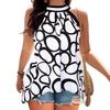 Women's Summer Geometric Halter Sleeveless Crew Neck T-shirt Top