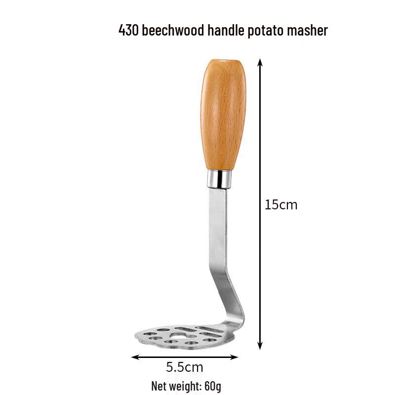 

ZISIZ Stainless Steel Potato Masher & Wooden Handle Fruit Knife Set