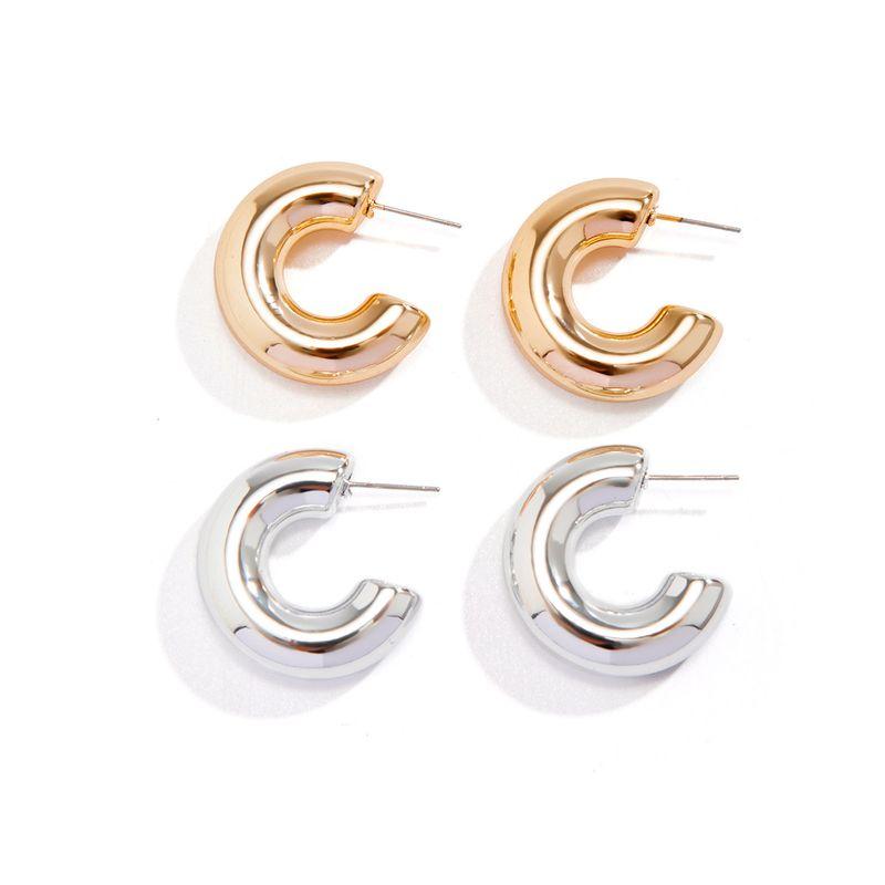 C- Shaped Thick Type Female Fashion Trendy Internet Celebrity Hipster Ear Studs Color mixing