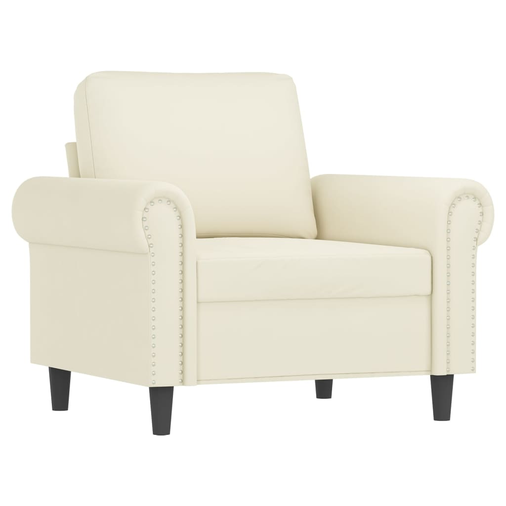 Vidaxl Sessel mit Hocker, Cremefarben, 60 cm, Samtbezogen