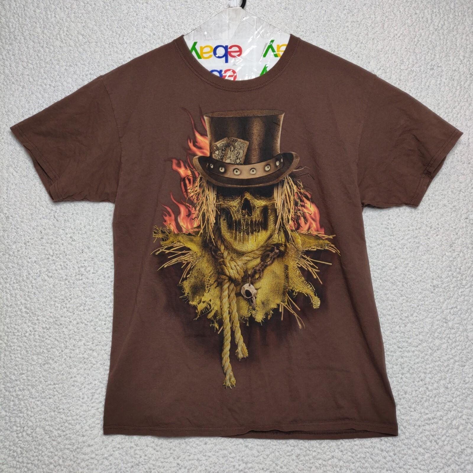 Halloween T-shirt Adult Large Brown Scarecrow Skull Cowboy King Queen Poker Mens S разноцветный