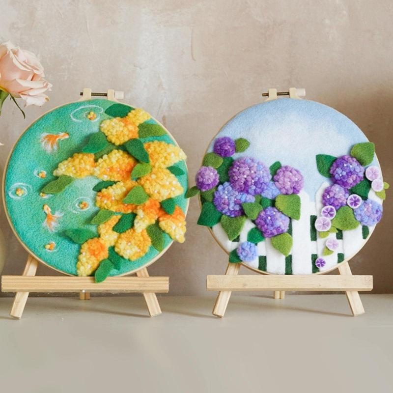 Florals Felting Starter Set Featuring Natural Linen And Practical Tool For New Craft