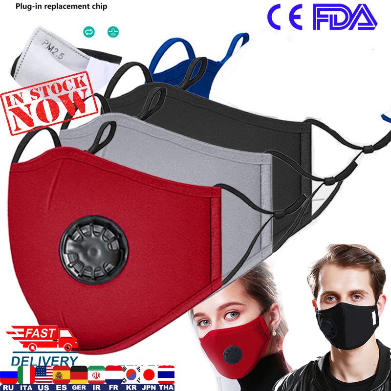 2pcs Black Face Bandanas with Breathing Valve 5pcs Replaceable Filters Reusable Unisex Adults