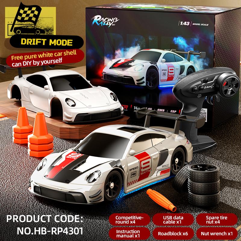 

HB-RP4301 1:43 4WD RC Drift Car High Speed Full Scale Racing Model With DIY Spare Body Shell Boys Gift Toy Remote Control Car белый