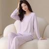 Women's Casual Long Sleeve & Pants Pajama Set with Built-in Bra