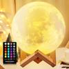 ZK30 Mondlampe Kinder Nachtlicht Galaxielampe 16 Farben LED 3D Mondlicht Touch Fernbedienung Wiederaufladbar Geschenk für Mädchen Jungen
