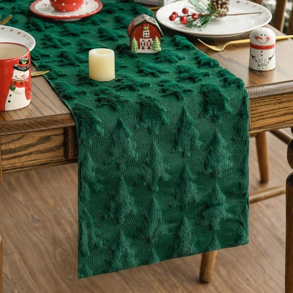 Plush Embroidered Christmas Table Cover Rectangular Dining Tablecloth  Restaurant