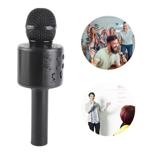 Microphone sans fil, Microphone de karaoké BT multifonctionnel 4-en-1 portable pour système de karaoké à domicile, fête KTV à domicile, voiture (Noir)