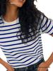 2026 Spring/Summer European & American Trend: Versatile Striped Round Neck Casual Short Sleeve T-Shirt