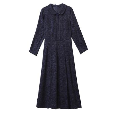 Winter Mittleren Alters Mutter Bedrucktes Kleid Modisch Retro Temperament Neu Midilänge A-Linien-Rock