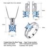 Silver Sterling Sky Blue S925 Topaz Gemstone Jewelry Threepiece Set Temperament Highend Jewelry