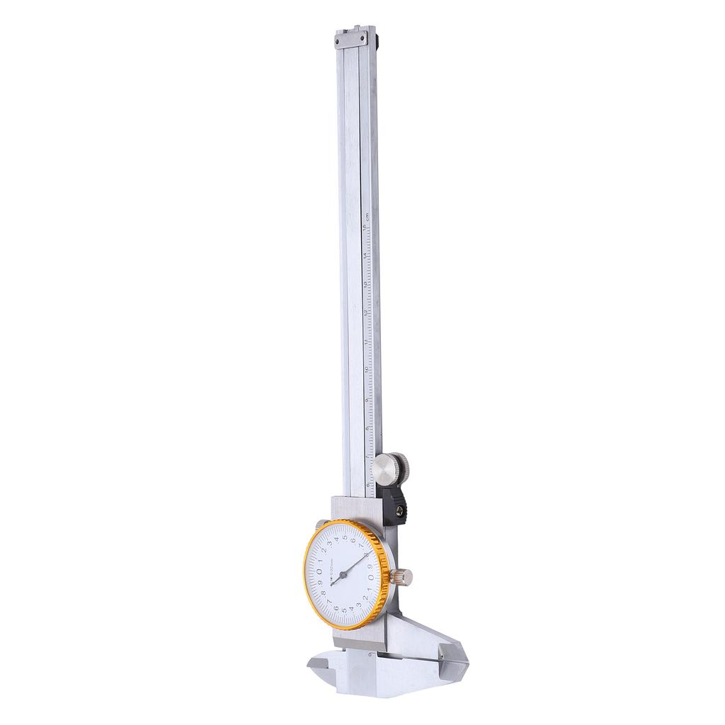 0150mm Dial Caliper Steel ShockProof Adjustable Vernier Caliper with Depth Rod Silver