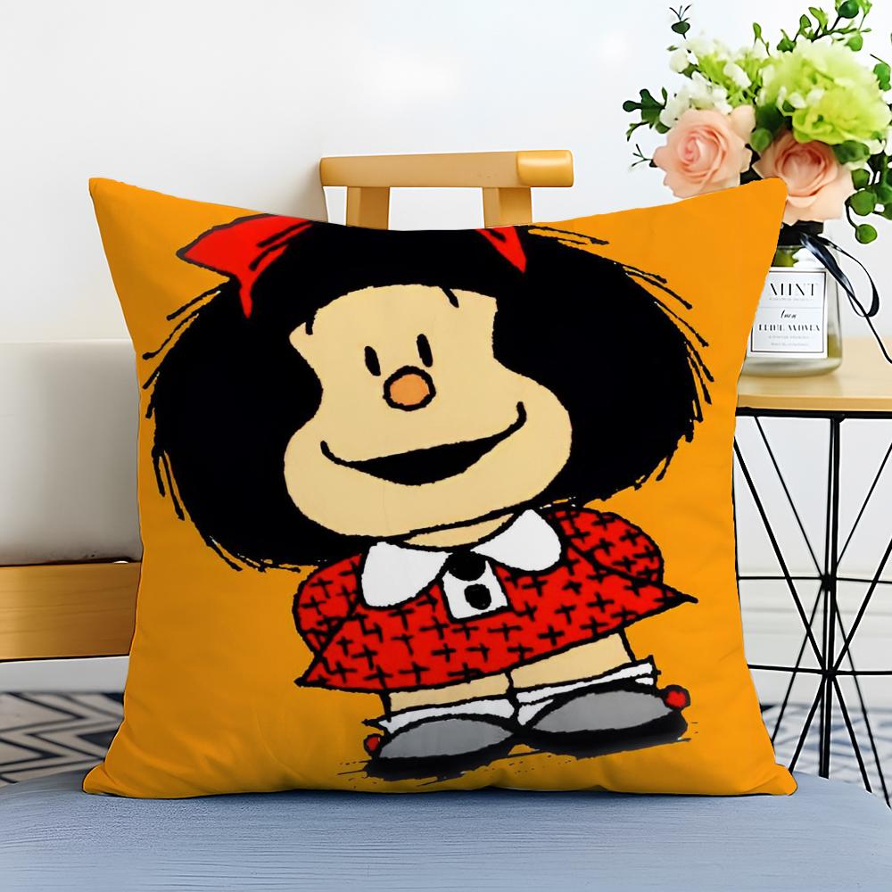 Cartoon Mafaldas Cushion Cover Washable Linen comfort Soft for Sofa Bed Cozy Home Room Decor