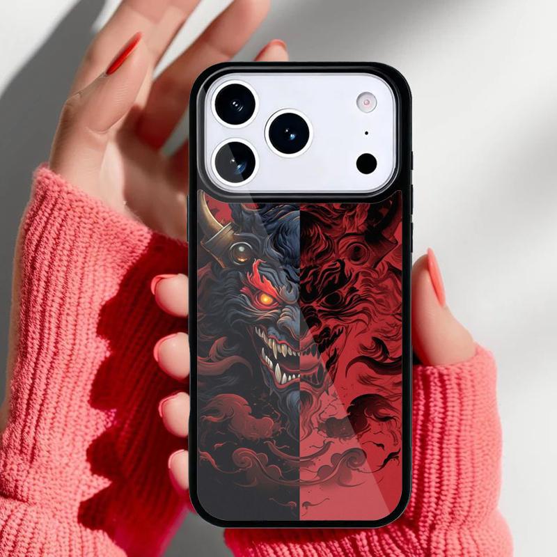 Samurai Oni Mask Phone Case for iPhone 17 Air 16e 15 14 13 Pro Max Back Cover for 12 11 Pro Coque