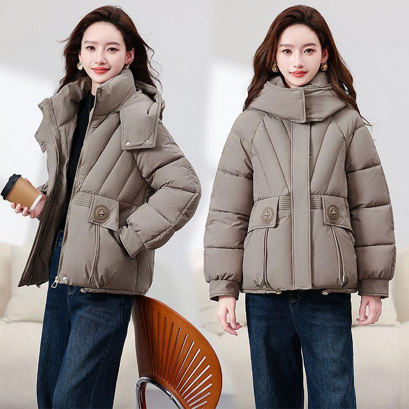 Fashion Korean Style Short Hooded Loose Warm Winter Thickened Cotton Padded Coat Simple Design