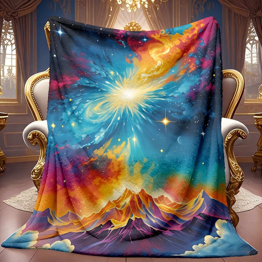 Comfortable Galaxy Nebula Pattern Blanket Soft High-Definition Digital Print Cooling Blanket All-Season Family and Friends Gift Perfect Gift Soft Brea