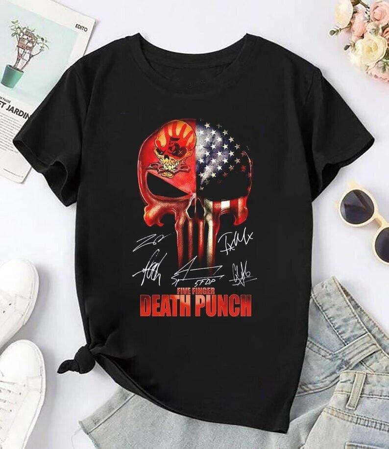 Футболка с черепом группы Five Finger Death Punch, Унисекс футболка с изображением Five Finger Death Punch 2024 Tour L
