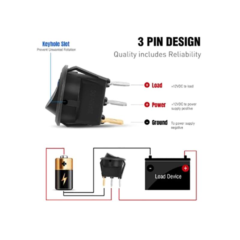 1pc KCD1-102N Car 3 Pin Rocker/Parking Off 12V DC Dashboard Switch Parking Reverse Sensor Front Rear Walking Reversing Sensors