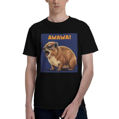 Klippschliefer Liebhaber Awawa Murmeltier Dassi 100% Baumwolle T-Shirt Herren Lustige T-Shirts Herren Rundhals Kurzarm S6XL