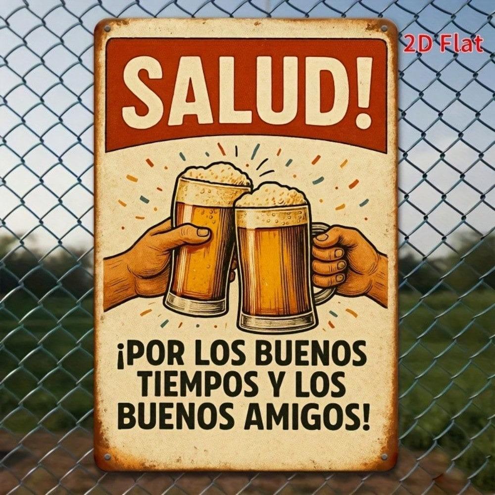 Vintage Spanish Tin Wall Art 8x12 Inch Retro Metal Sign Bar Cafe Pub Decor