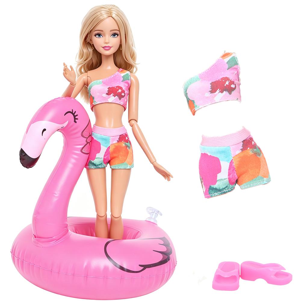 1x Salvagente per Bambola + 1x Costume da Bagno Vestiti per Bambole da 30cm 1/6 Accessori per Casa delle Bambole Gioco di Finzione per Bambini Giocattolo Estivo da Spiaggia per il Bagno