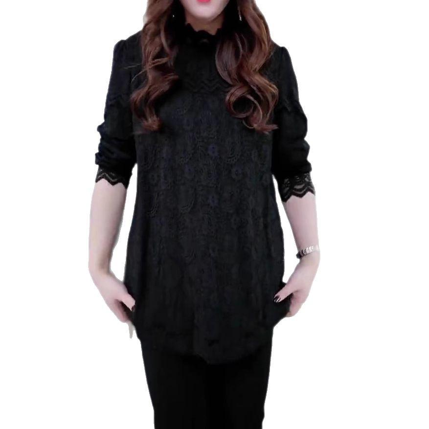 Spring 2025 European Style Lace Top for Middle-Aged Women - Plus Size Available
