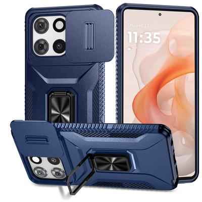 Camera Lens Cover Ring Car Mount Kickstand Hybrid Hard PC Soft TPU Shockproof Protective Case for Moto G Pure/Moto G Stylus/Moto G Power/Moto G Play