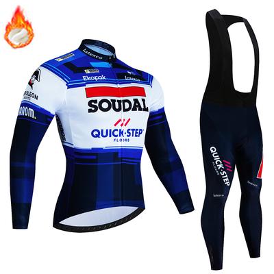 Ensemble Maillot d'Hiver Soudal Quick Step pour Homme Thermique Polaire 2026 Hiver Chaud Vêtements Vélo VTT Vêtements Vélo Ropa Maillot Ciclismo
