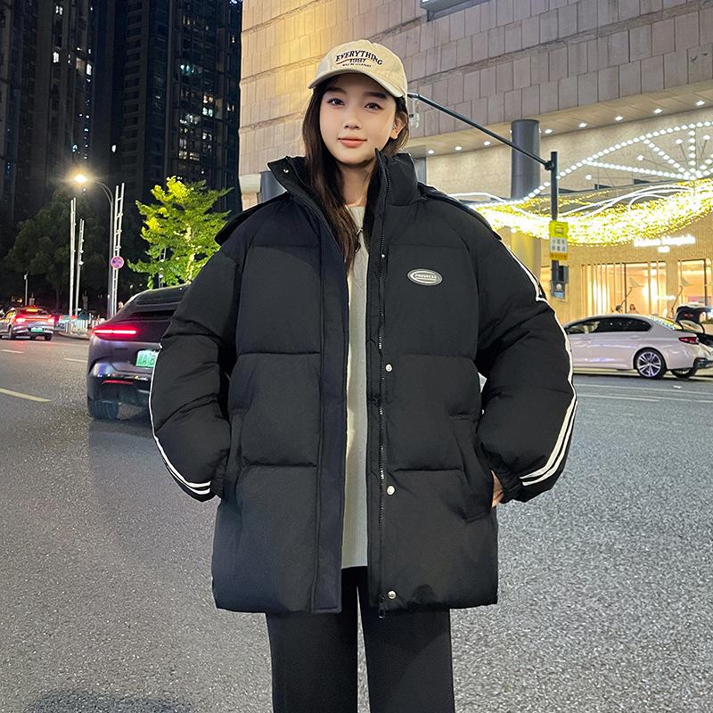 Down cotton-padded clothes for men and women in winter new loose college style couple versatile hooded cotton-padded jacket thick jacket