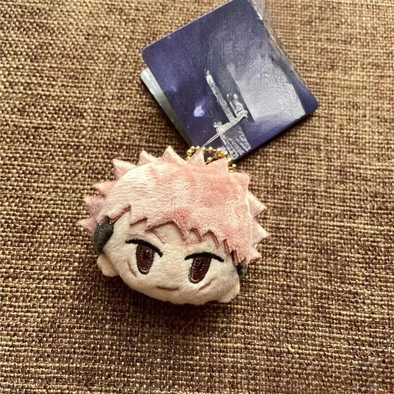 Anime Jujutsu Kaisen Articles de Merchandise Mini Peluche Porte-clés Avec Épingle Itadori Yuji Gojo Satoru Panda Pendentif de Sac à Dos Cadeaux de Fête 4x4cm beige