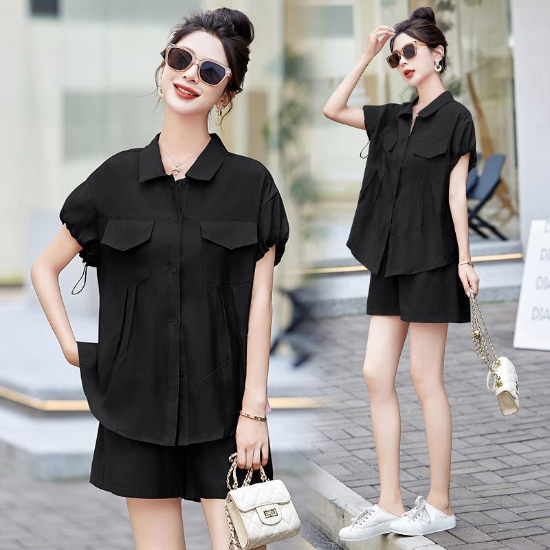 Shorts Set Women's Summer New Design Sense Temperament Thin Casual Lapel Shirt Fashion Two-piece Set
