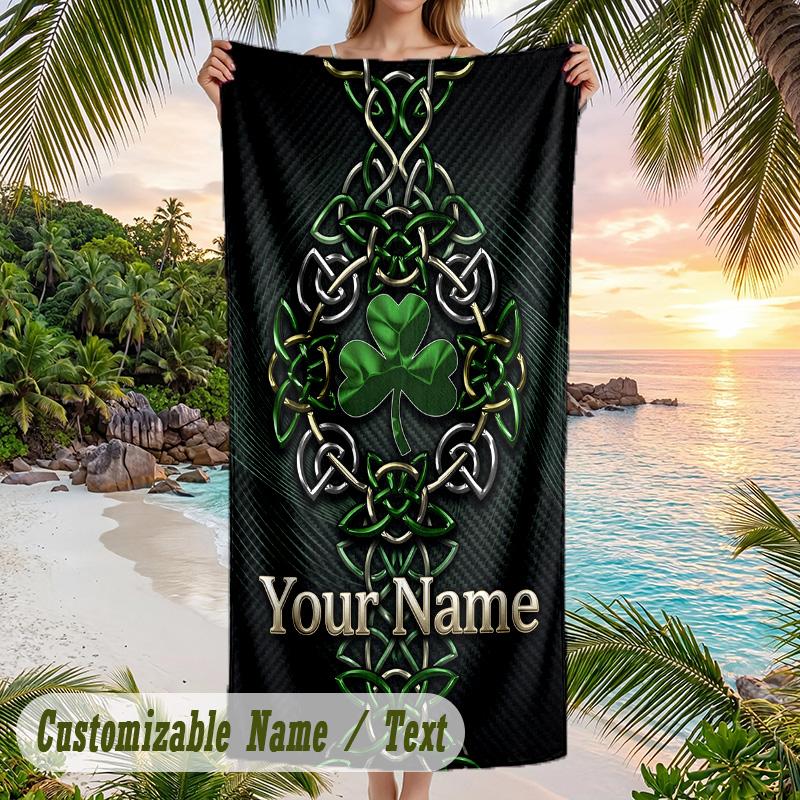 Beach Towel Celtic FC Print Custom Name Text Soft Towel for Swimming Pool