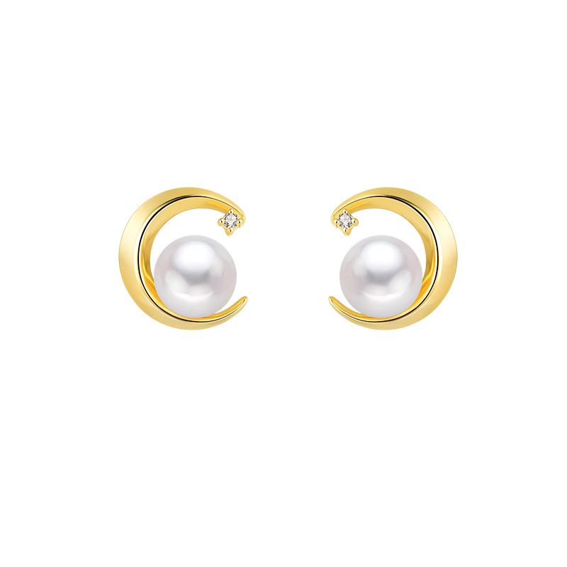 Ins Style Freshwater Pearl Star & Moon Sterling Silver Earrings for Women 925 Sterling Silver