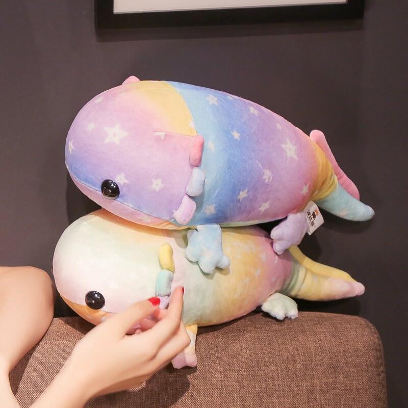 Regenbogen Dinosaurier Fisch Plüschtiere Bunter Riesensalamander Stoffpuppe Weiches Tier Schlafkissen Niedliches Geschenk