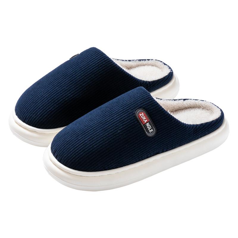 New corduroy cotton slippers winter home indoor warm non-slip thick bottom silent non-slip cotton drag couple