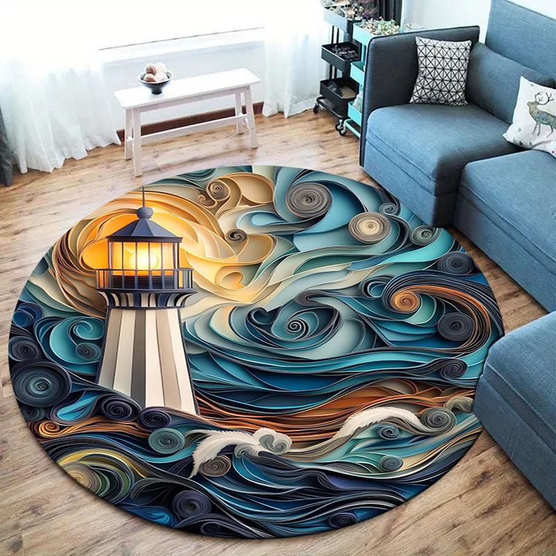Beautiful Scenery Round Area Rug,Carpet Rug for Living Room Bedroom Sofa Playroom Decor,Non-slip Floor Mat