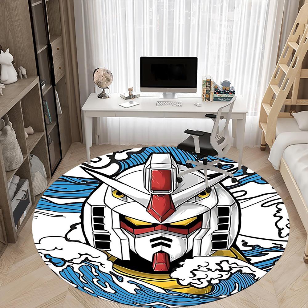 1PC Mobile Suit Gundam Office Round Rug, Non-slip, Soft and Durable Office Rug for Interior Decoration, Perfect for Office Yy250915100