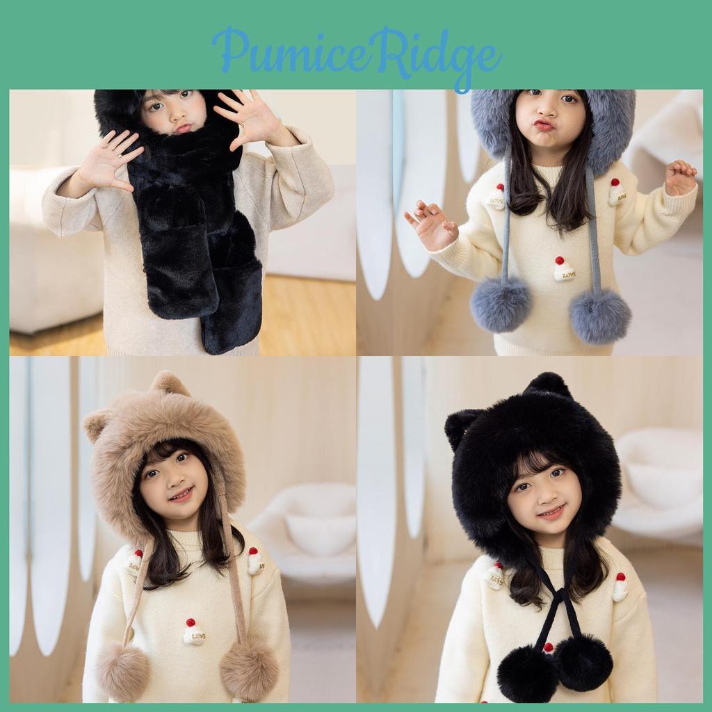 Toddler Animal Ears Beanie With Neck Warmer For Winter Outdoor Activities