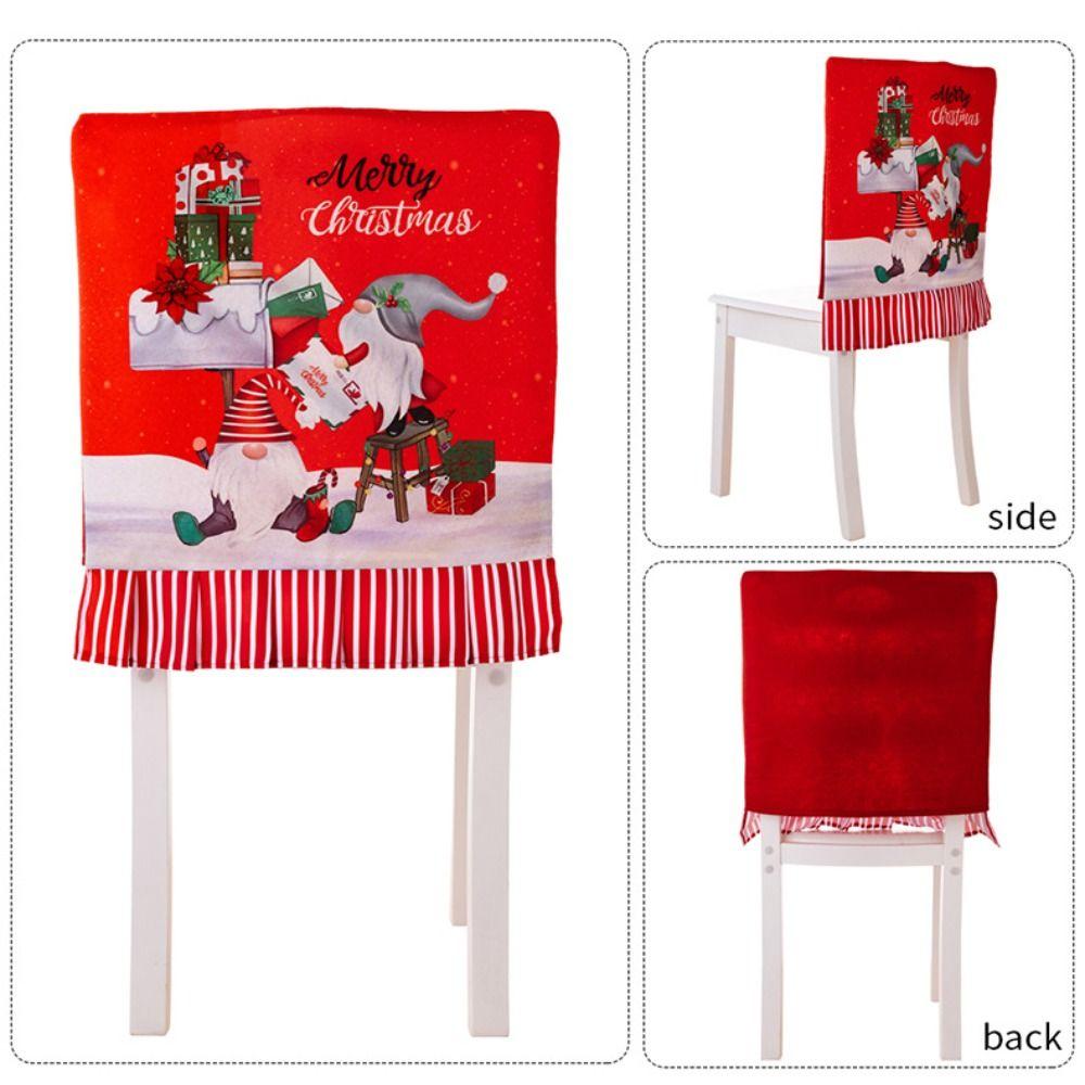 Reusable Cartoon Christmas Chair Cover Soft Stretch Xmas Dinner Chair Seat Cover Removable Christmas Table Decor Kitchen