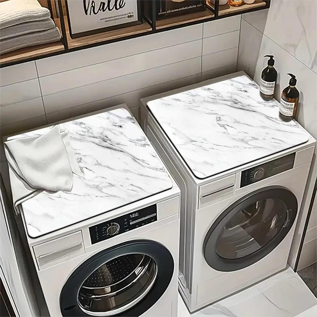 Wabi-Sabi Style Anti-Slip Dustproof Washing Machine Lid Cover Pad with Water Absorption.