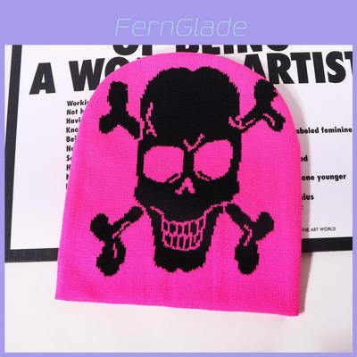 Strickmütze mit Totenkopfmuster und Wärme für Streetwear und Halloween Winter