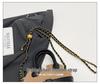 European & American 2025 Retro Suede Color Block Chain Shoulder & Crossbody Handbag