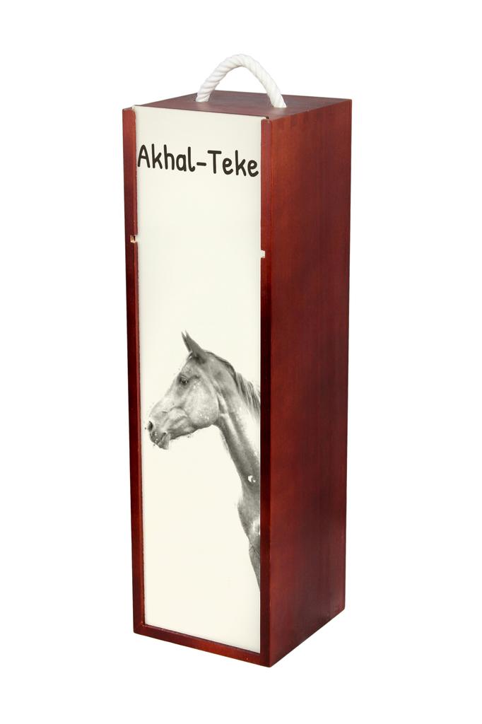 Akhal-Teke - Wine Box with a Horse, Alcohol Box with Graphics, Personalized Gift Box from the Art-Dog Brand